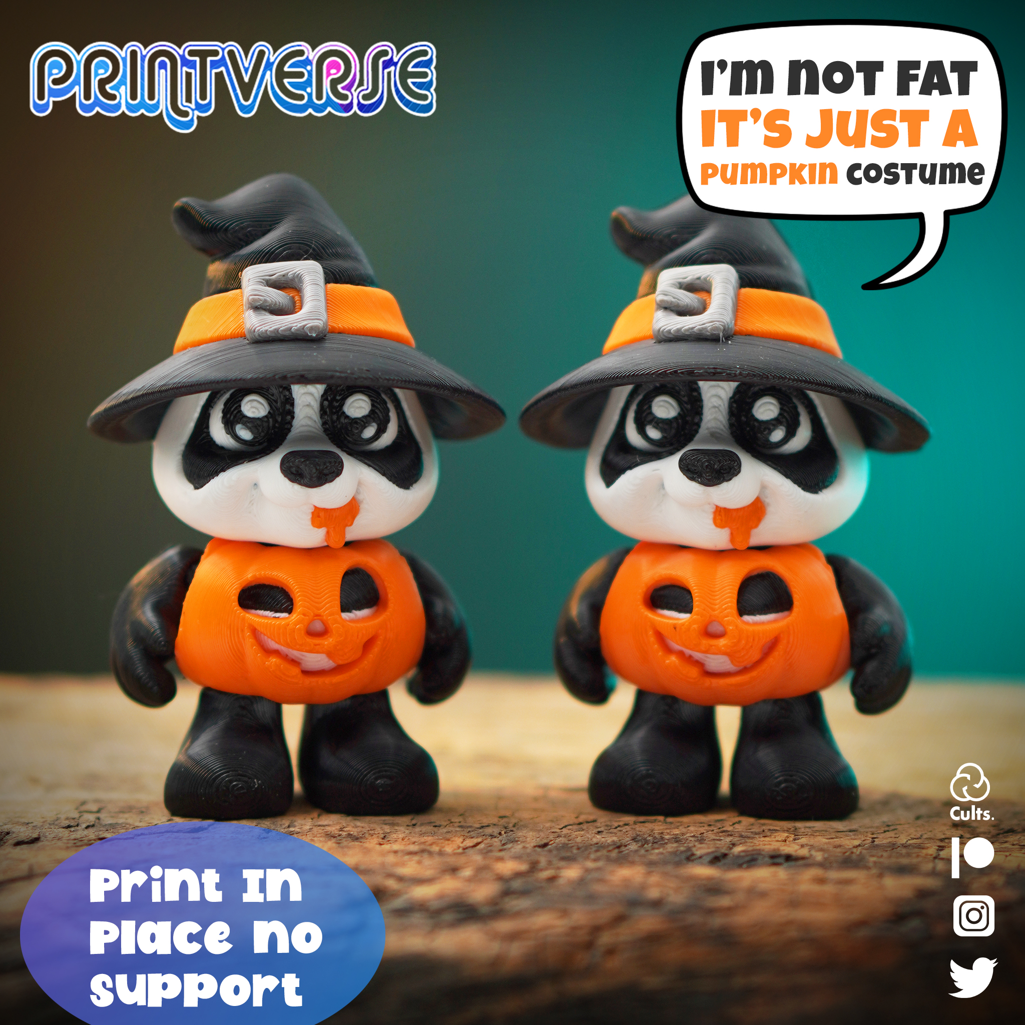 Flexy Print In Place Pumpkin Panda Halloween Themed